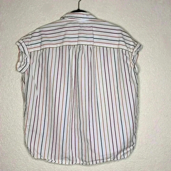 Madewell Central Shirt Women's Small Cap Sleeve Oversize Fit Striped - Picture 4 of 7